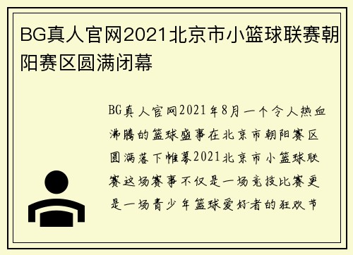 BG真人官网2021北京市小篮球联赛朝阳赛区圆满闭幕